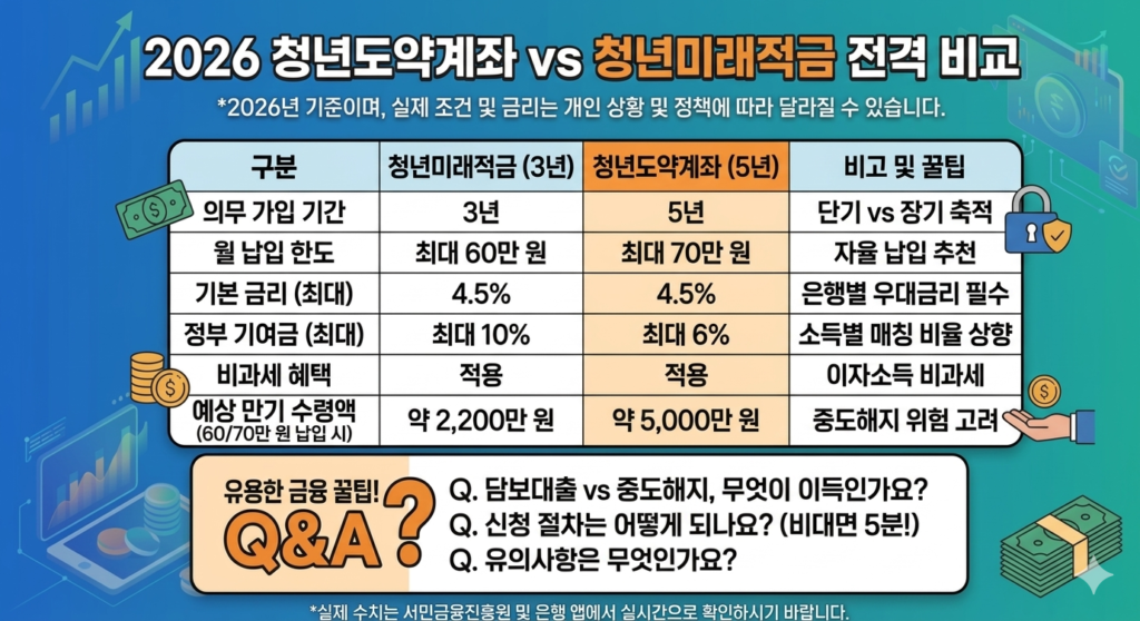 2026 청년도약계좌 vs 청년미래적금 비교표
