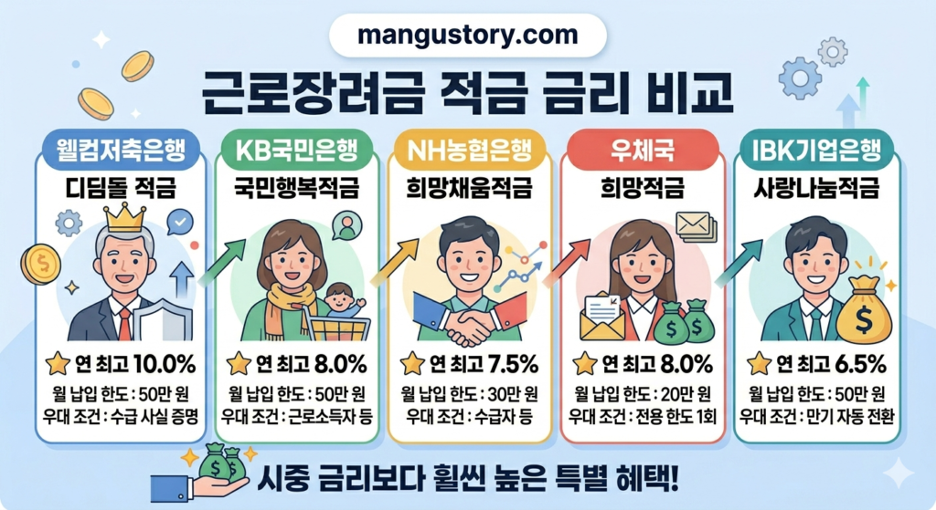 근로장려금 시중 은행 금리 비교 표