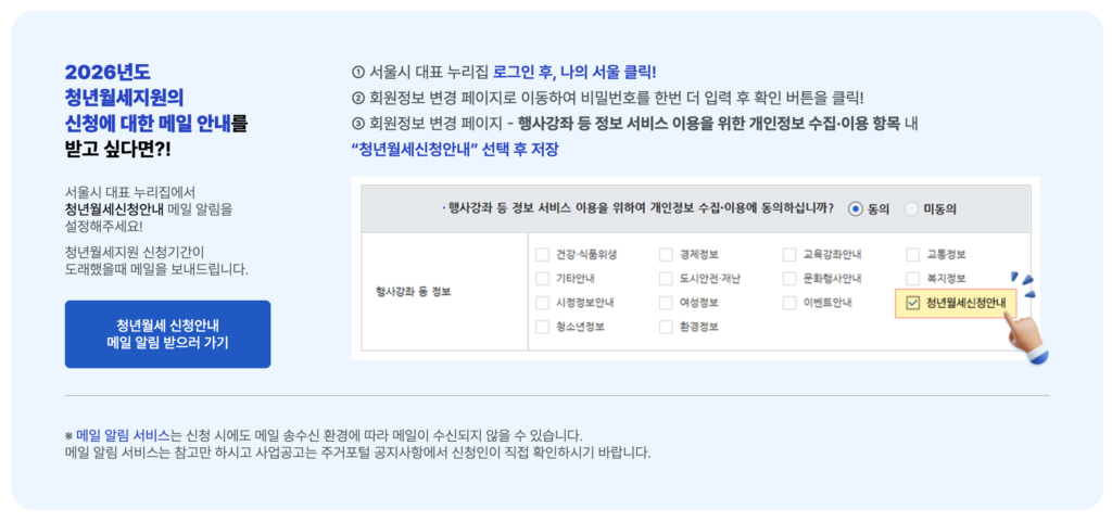 2026년 청년월세지원 메일 알림 신청